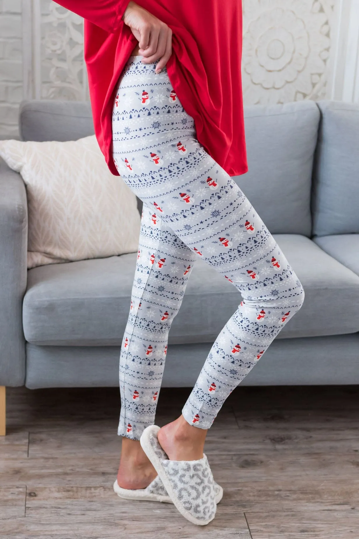 Mini Snowmen & Snowflakes Christmas Leggings