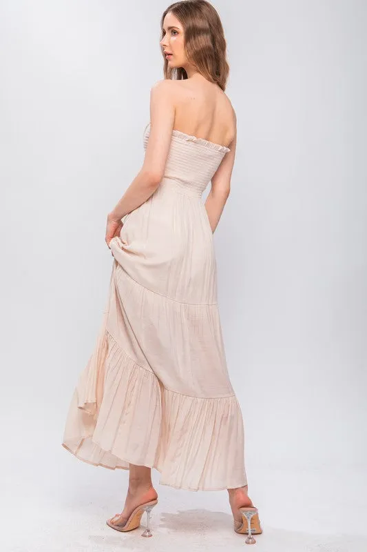 Natural Strapless Maxi Dress