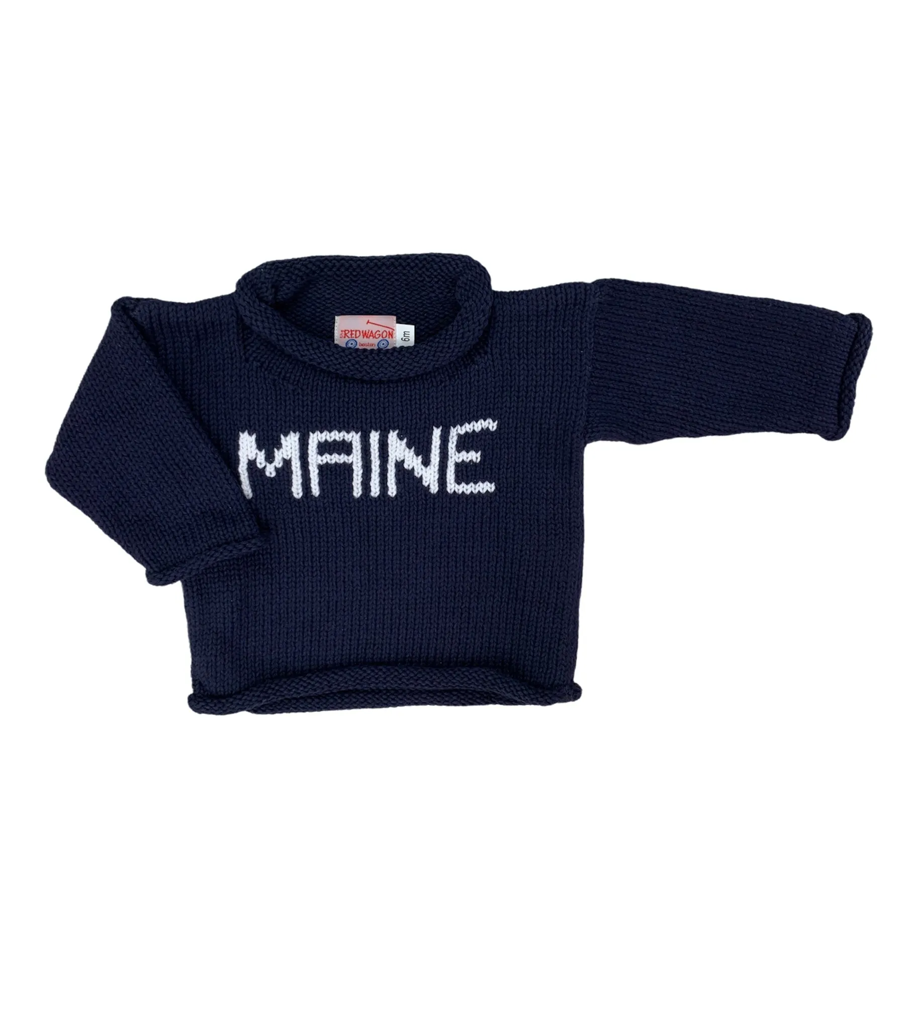 Navy and White Maine Roll Neck Sweater