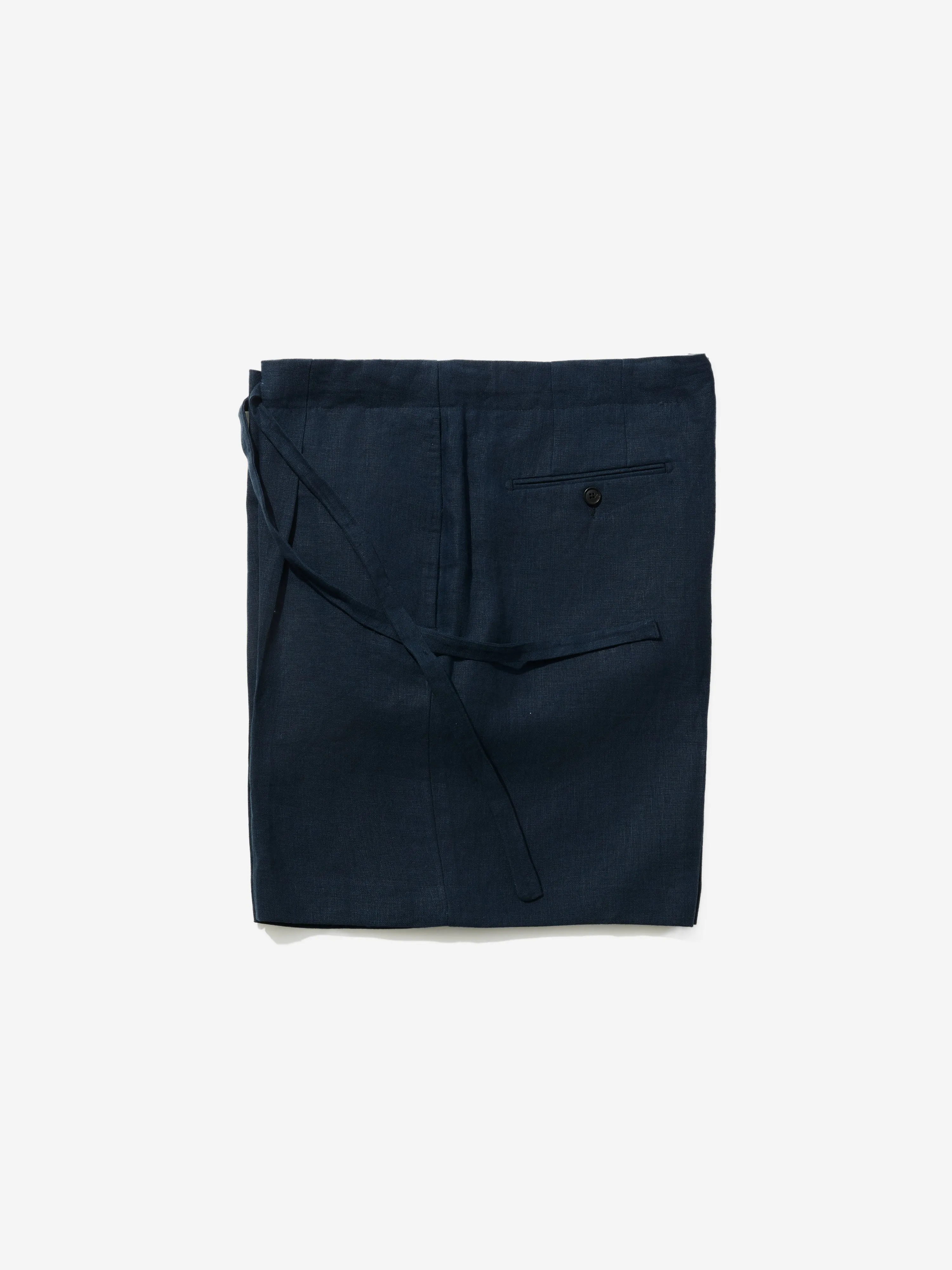 Navy Linen Drawstring Shorts (Wide Fit)