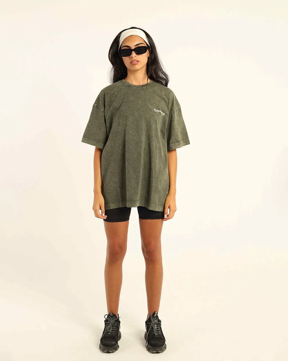 Olive Green Acid Washed Oversized Tee