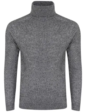 Peyroux Ribbed Roll Neck Jumper in Black - Dissident