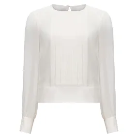 Pleated Crepe Blouse - Ivory