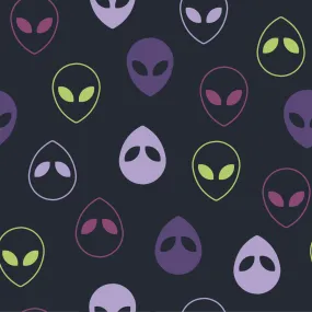 PURPLE SPACE INVADERS COTTON JERSEY PER METRE