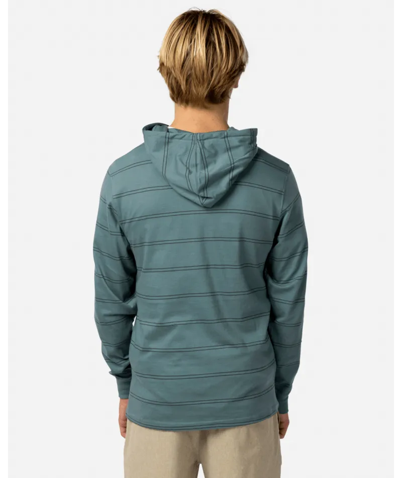 Rip Curl Plain Stripe Hooded L/S Tee-Bluestone