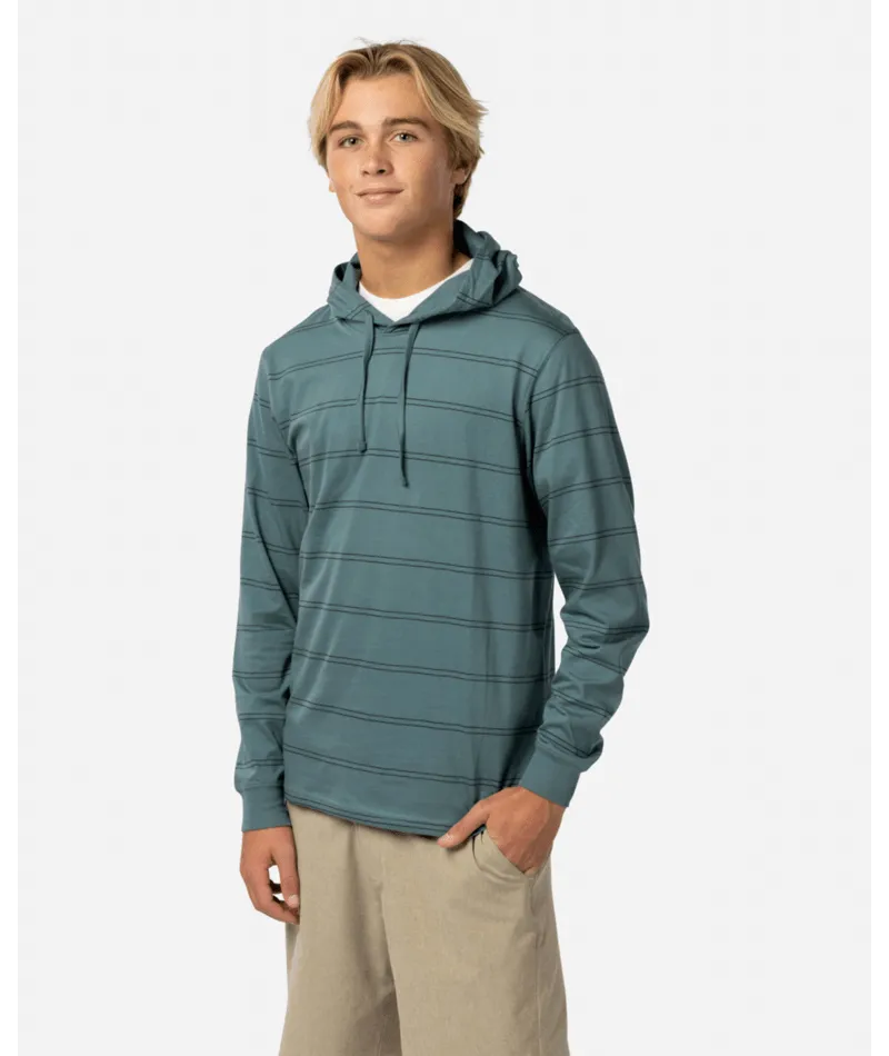 Rip Curl Plain Stripe Hooded L/S Tee-Bluestone