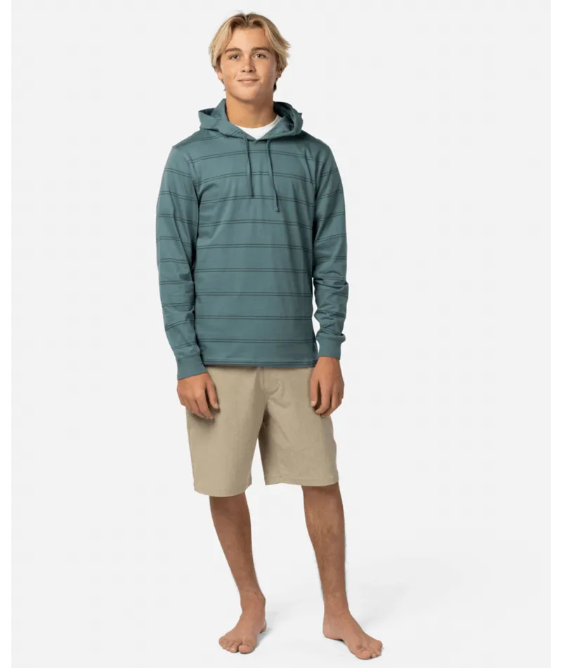 Rip Curl Plain Stripe Hooded L/S Tee-Bluestone