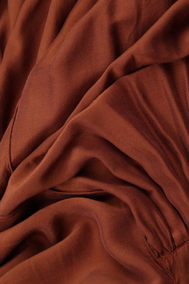 Ruched Cinnamon Silk Bamboo Dress