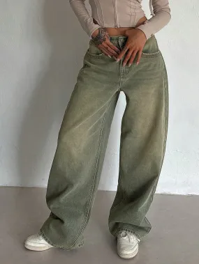 Rust Fade Baggy Wide Leg Jeans