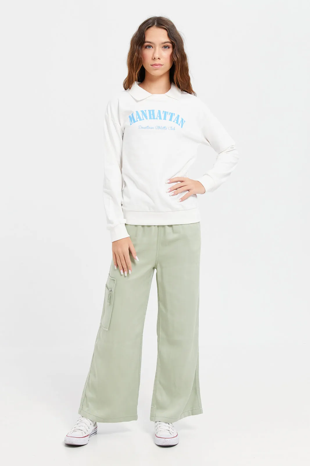 Senior Girls Mint Cargo Pocket Trouser