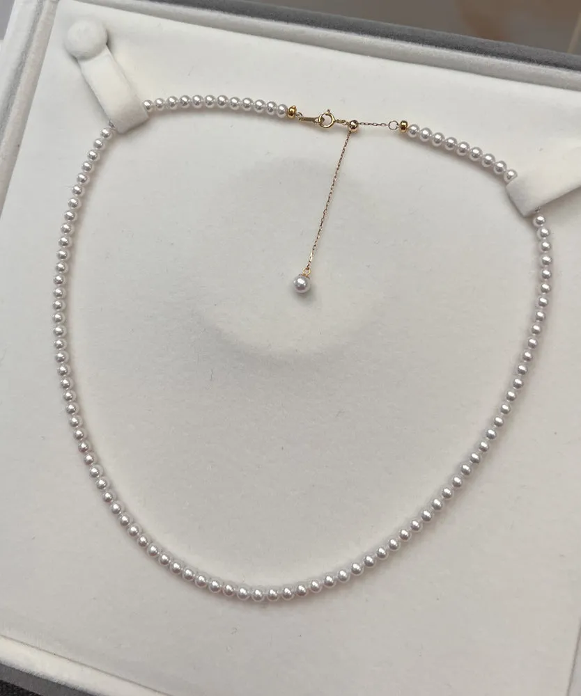 Simple White 14K Gold Pearl Pendant Necklace WF009