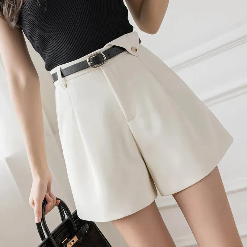 Streetwear Zipper Wide Leg Fashion Female Suit Shorts