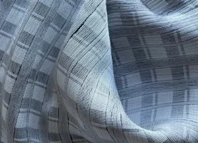 Subtly Checked Pearl Gray & Ivory Stretch Viscose (Made in Italy)