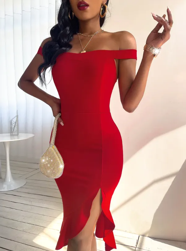 TastyHottie - Women Sexy Flounce Midi Dresses Elegant Empire Club Dress