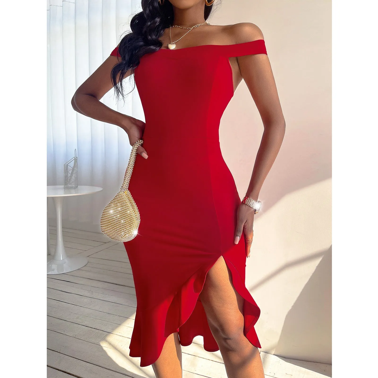 TastyHottie - Women Sexy Flounce Midi Dresses Elegant Empire Club Dress