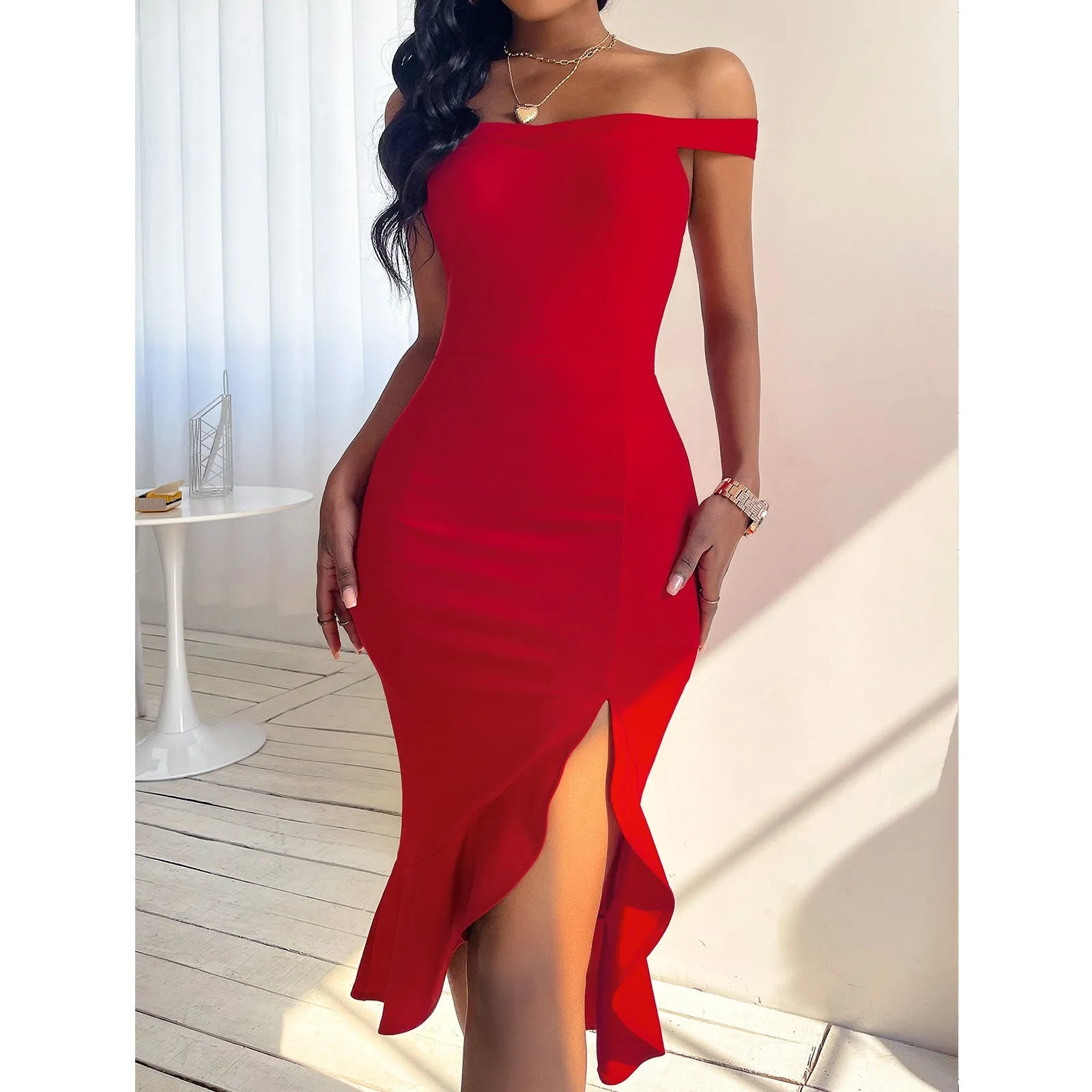 TastyHottie - Women Sexy Flounce Midi Dresses Elegant Empire Club Dress