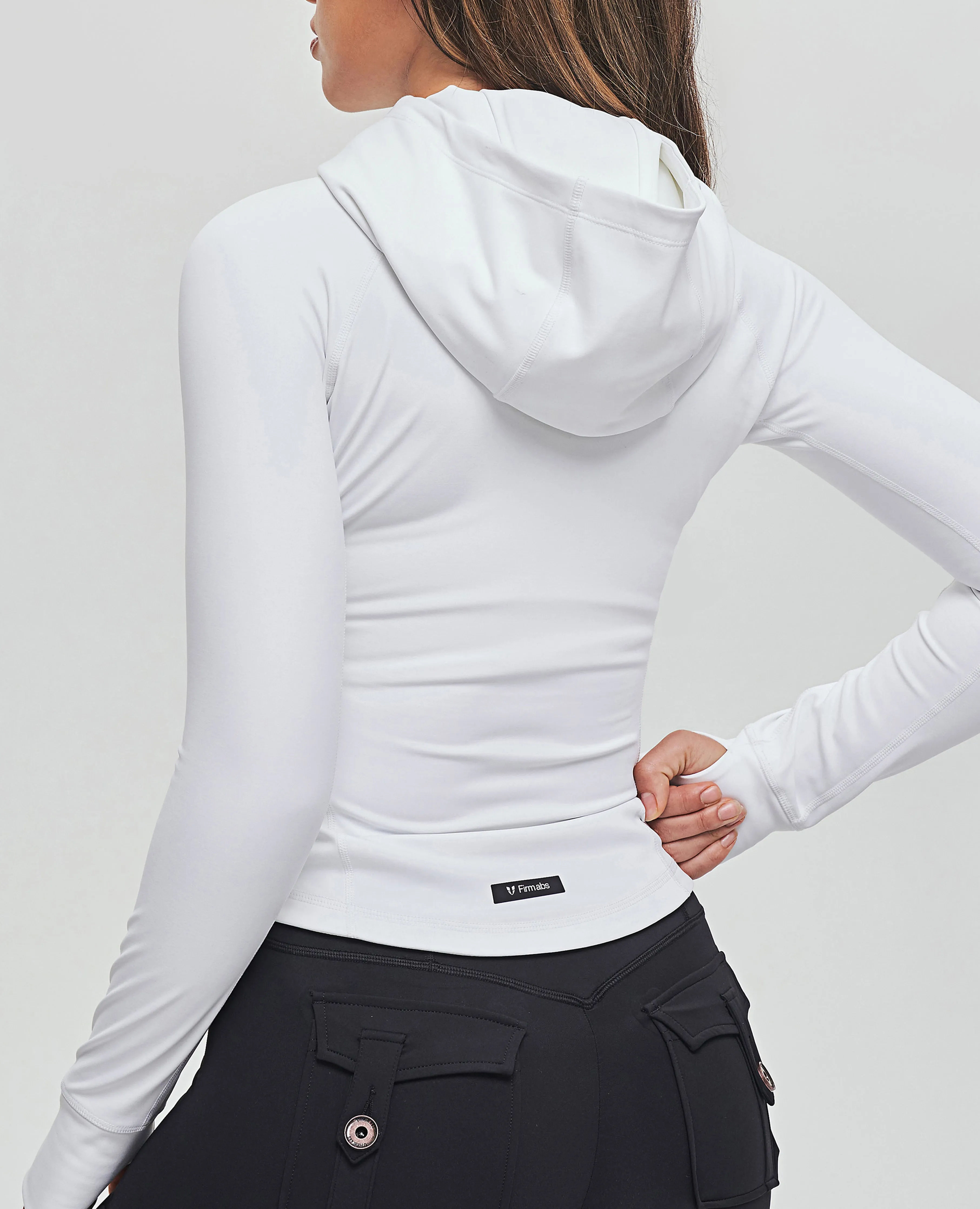 Thin Fleece Zipper Hoodie - White