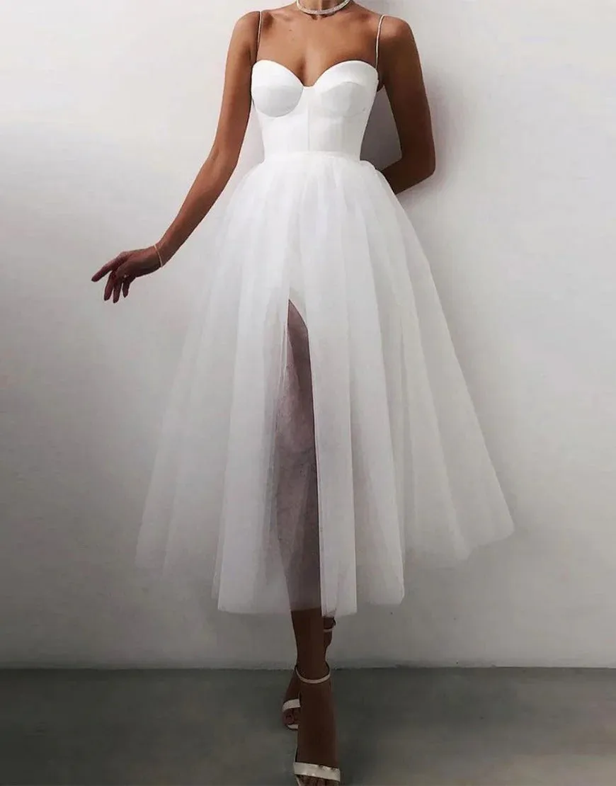 Tulle Simple Sweetheart Prom Dresses