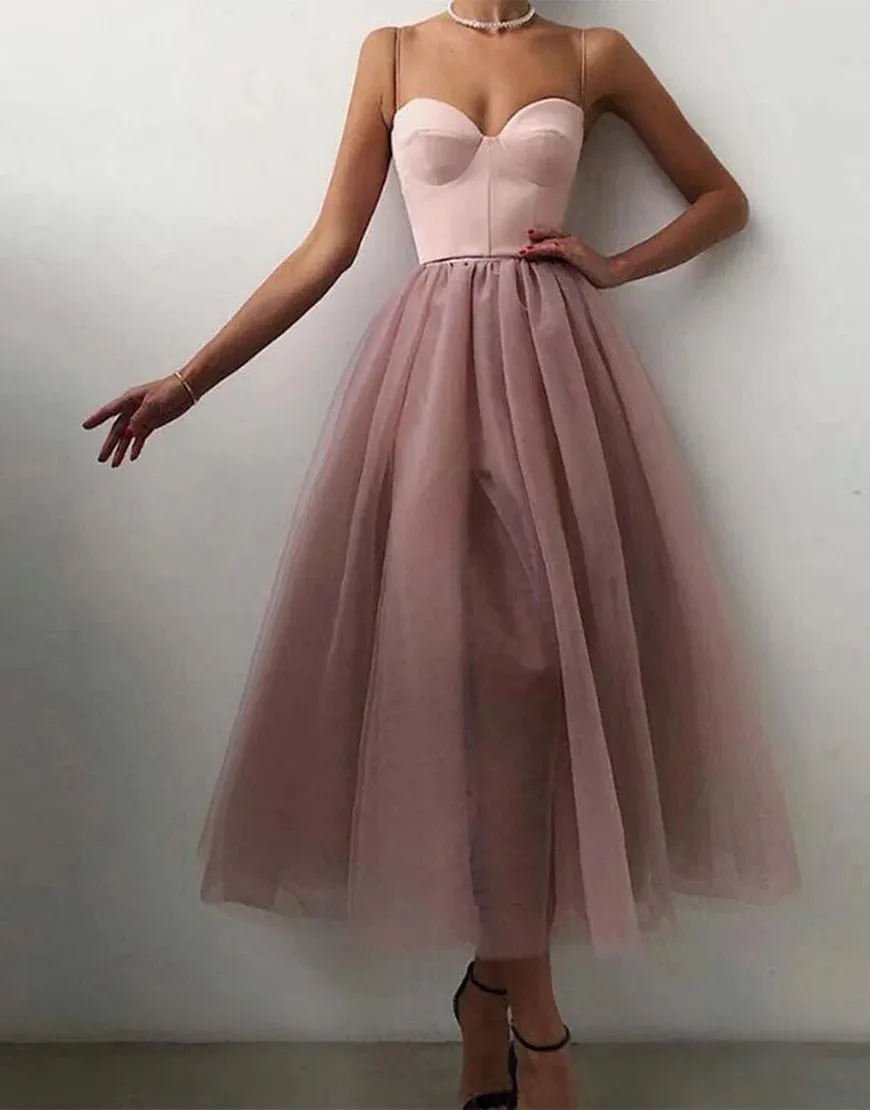 Tulle Simple Sweetheart Prom Dresses