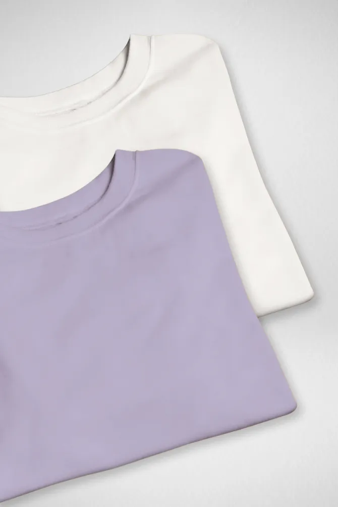 White and Lavender Oversized T-Shirts Combo for Men