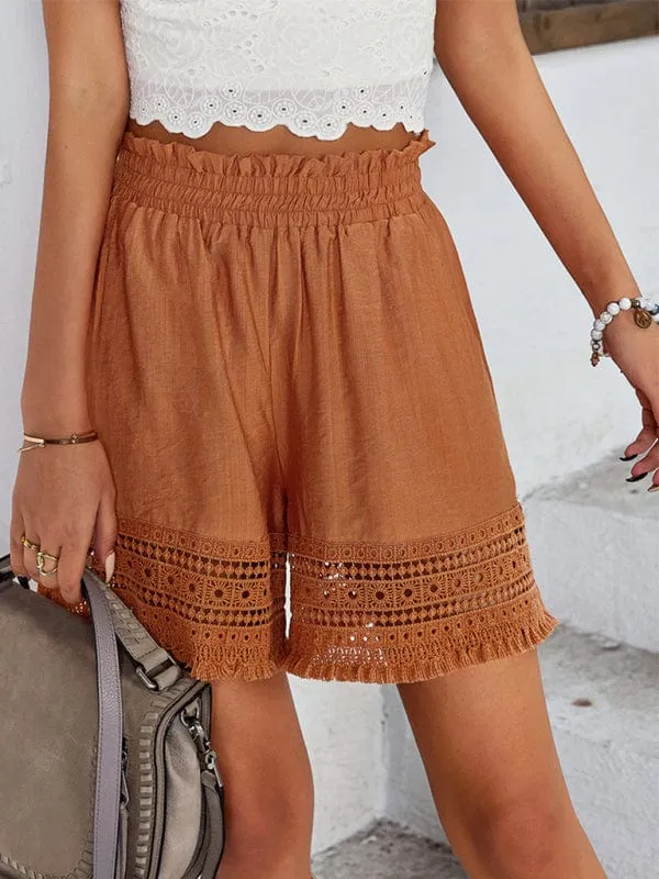 Women's Classy Bohemian Summer Lace Patchwork Wide Leg Shorts