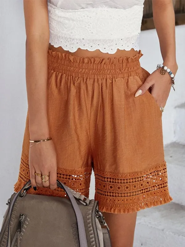 Women's Classy Bohemian Summer Lace Patchwork Wide Leg Shorts