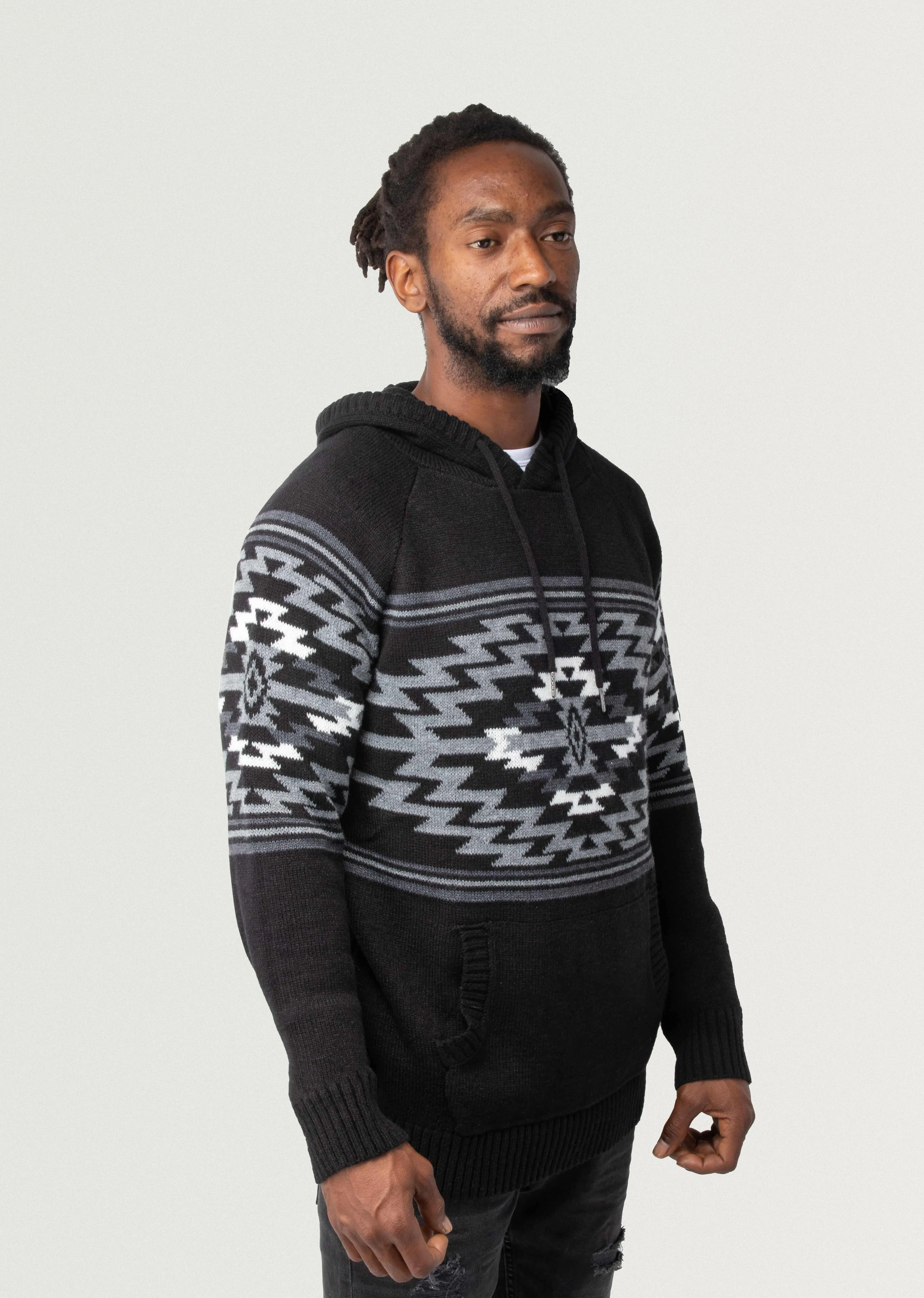 X RAY Men's Aztek Print Pullover Hoodie Sweater