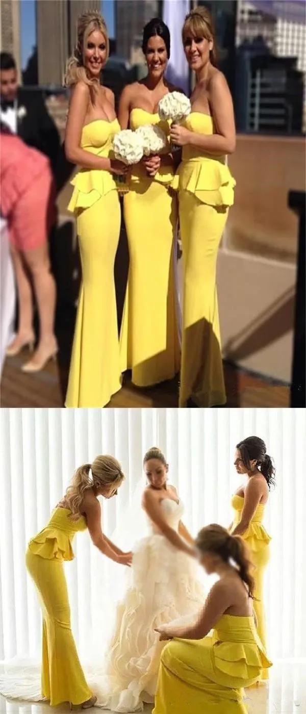 Yellow Mermaid Bridesmaid Dresses Long Bridesmaid Dresses Simple Bridesmaid Dresses